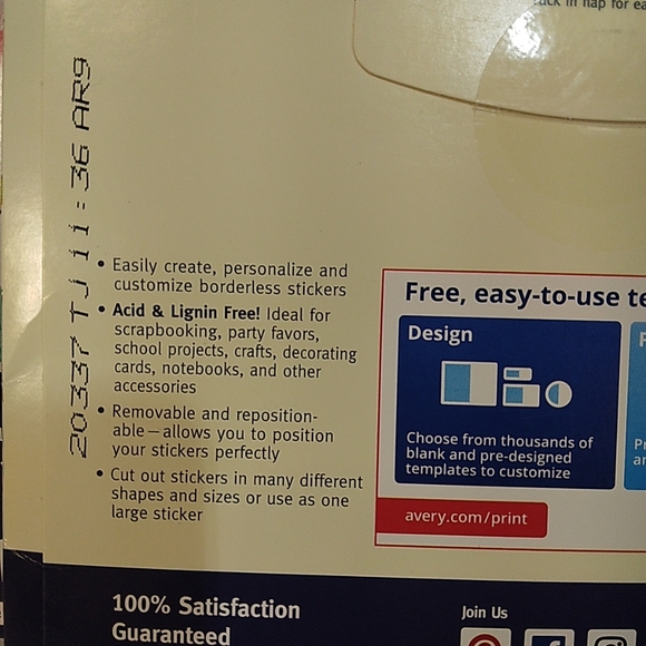 Lot Of 2 Avery Ink Jet Sticker Project Paper 3383 Sticker 15 Sheets 8 1/2 x 11" - Picture 7 of 9